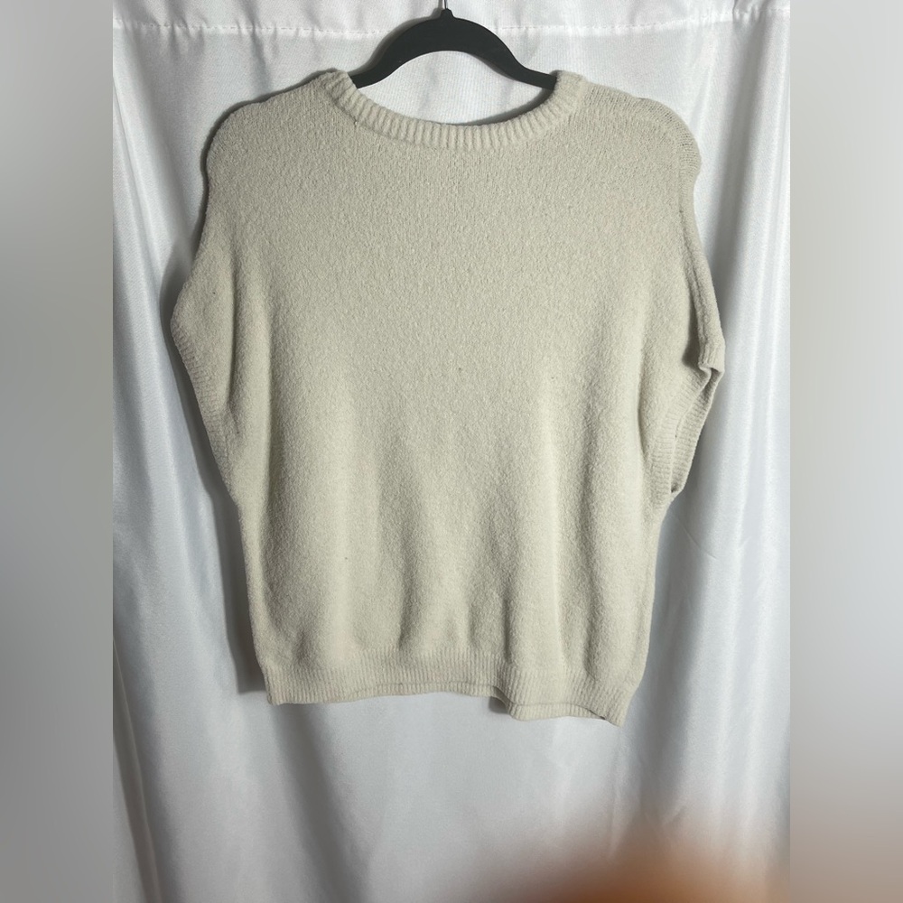 STYLUS Women's Size XL Cream Crew Neck Sweater Soft Knit Minimalist - Picture 3 of 7